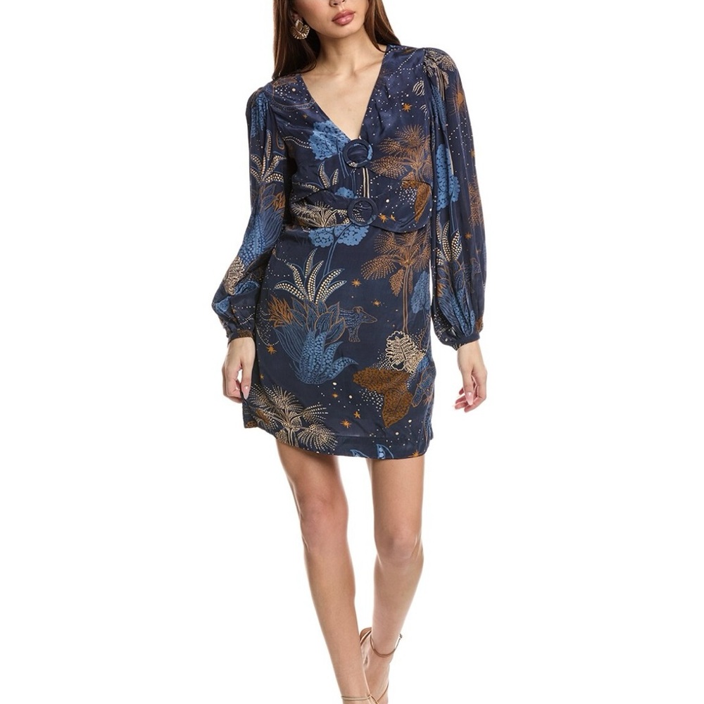 Elegant Blue Floral Women's Dress